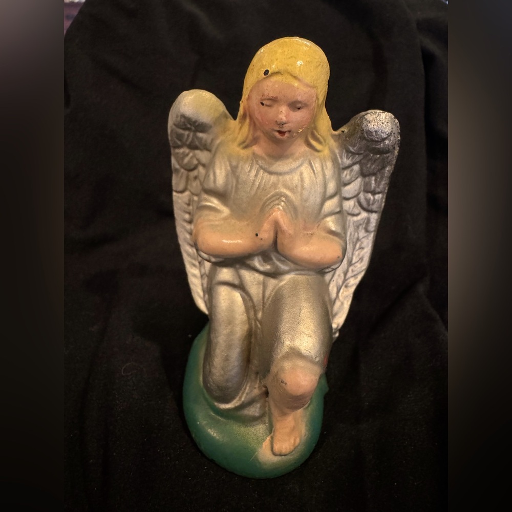 Vintage religious kneeling, praying angel-